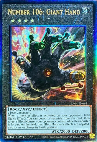 Number 106: Giant Hand [RA04-EN066] Prismatic Ultimate Rare