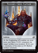 Robot // Emblem - Tezzeret, Cruel Captain Double-Sided Token [Edge of Eternities Tokens]